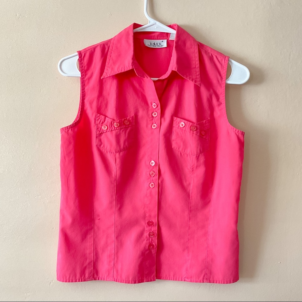 1411 Pink Sleeveless Blouse